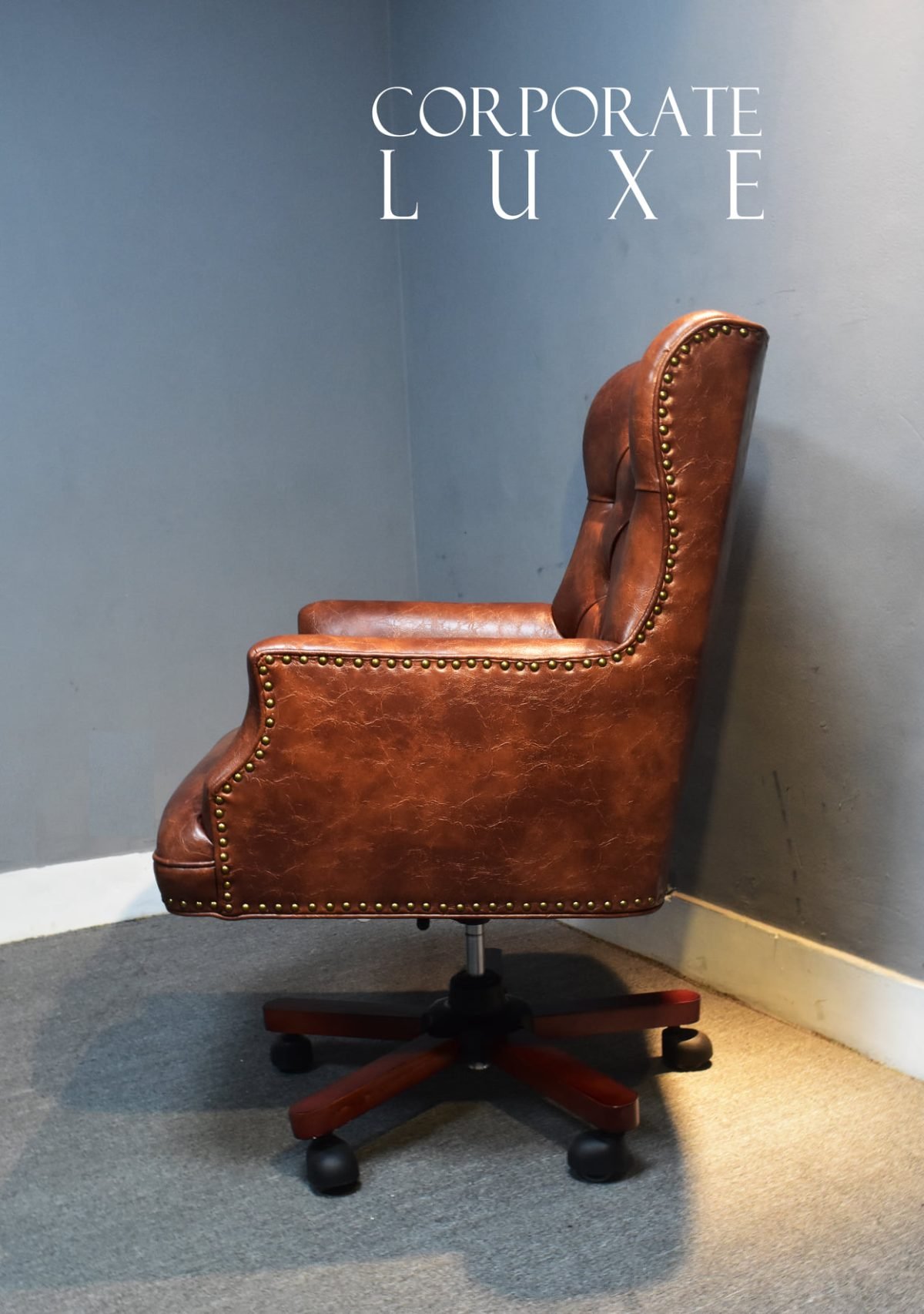 Faux Revolving Chair – Luxury High-Back Executive Seating - Image 3