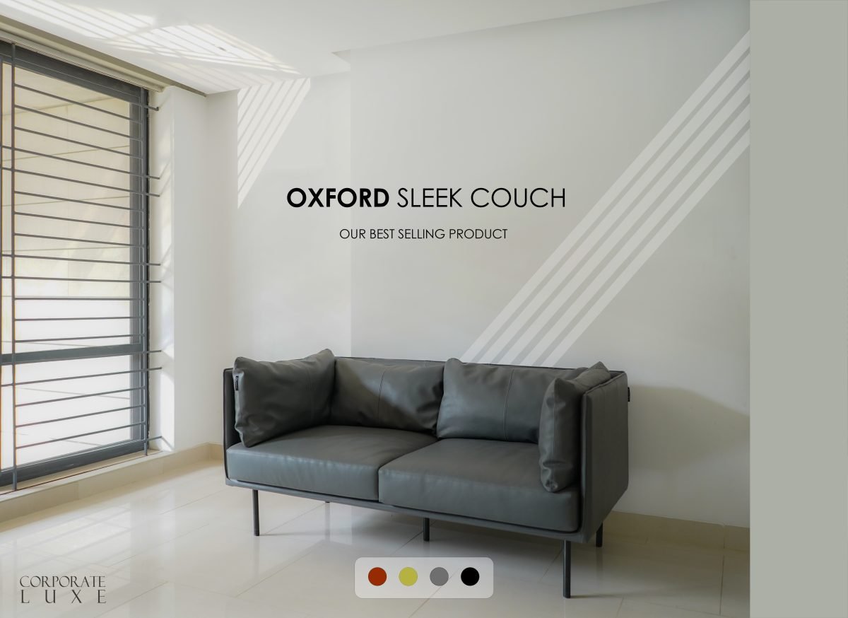 OxFord Sleek 2 Seater Leather Couch - Image 5