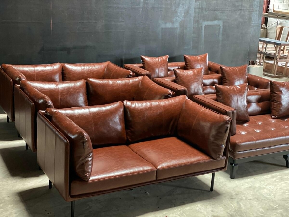Oxford Sleek Economy 3+2+1 (Burgundy) Sofa Set - Image 2